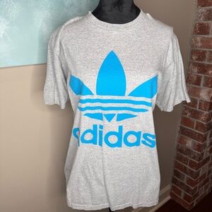 Adidas Blue Logo Grey Tshirt Size Medium
